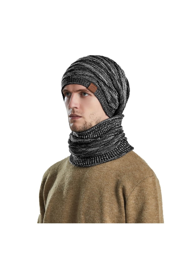 Winter Hat Winter Beanie Men's and Women's Winter Knitted Windproof Hood Scarf Coif Winter Knit Hat Warm Hats for Adult