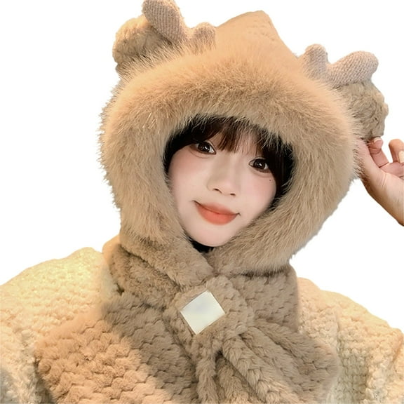 Winter Hat Winter Hats for Women Cold Weather Knitted Hat With Scarf Winter Warm Lined Ear Trapper Hat and Neck Warmer for Cold Weather