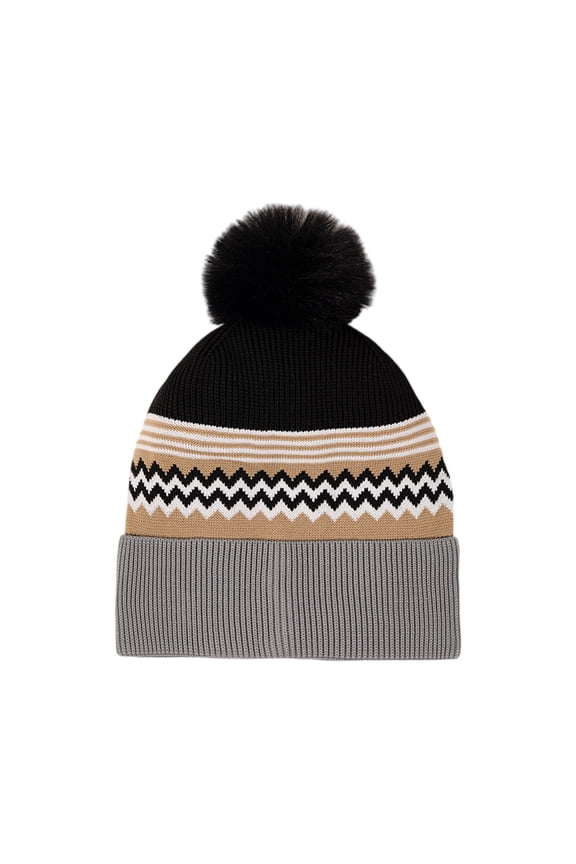 Womens Winter Beanie Hat Satin Lined Faux Fur Pom Pom Beanies Hat for Women Winter Warm Knit Hats