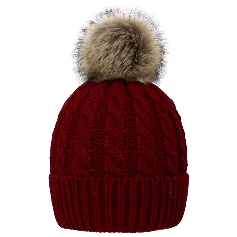 Burgundy bobble 2024 hat womens