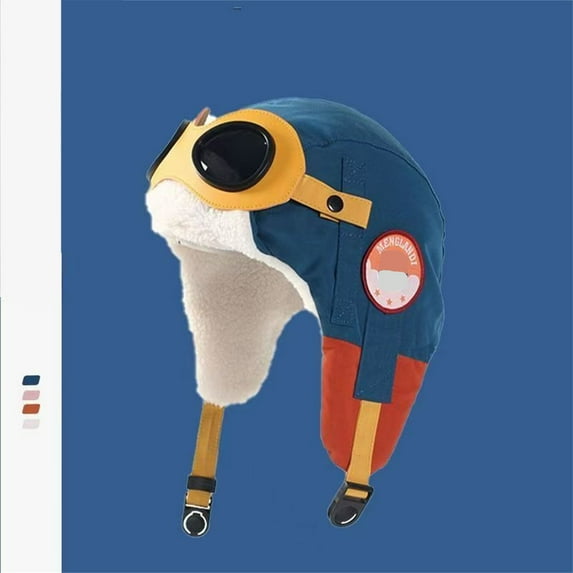 Winter Hat for Kids Retro Pilot Style Fleece Lined Ear Flap Hat Motorcycle Riding Cap, Pink