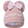 thumbnail image 1 of Winter Hat for Kids Toddler Children, Girls Beanie with Double Pom Pom Warm Fleece Lined, Girls Accessories Knit Beanies Cap, 1 of 6
