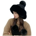thumbnail image 1 of Winter Hat for Women Fluffy Fleece Thick Cute Ear Warmer Plush Beanie Hats Bobble Soft Outdoor Warm Headwear Cap, 1 of 5