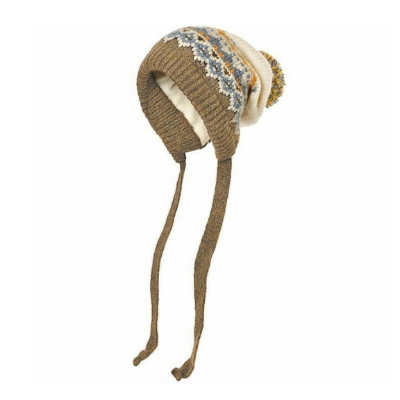 Winter Hat for Women, Knit Beanie for Women with Ties to Adjust, Womens Winter Hat Cold Weather