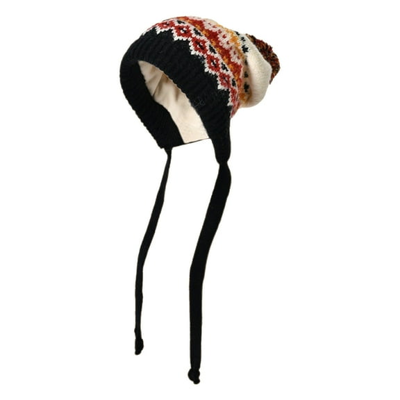 Winter Hat for Women, Knit Beanie for Women with Ties to Adjust, Womens Winter Hat Cold Weather
