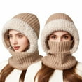 thumbnail image 1 of Winter Hat with Built in Scarf Polyester Cotton Blend Knit Scarf Hat Warm Autumn Winter Cold Proof Winter Hat, 1 of 7