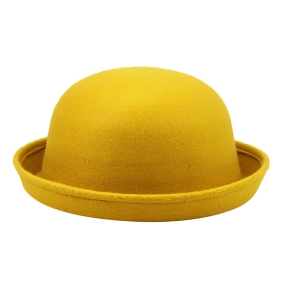 Flmaly Tea Party Hats for Women Elegant Adults Solid Color Roll Up Brim Panama Bowler Bucket Hat Mens Womens Classic Wool Round