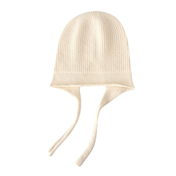 ZQUUVOU Women's Cute Winter Plush Hat Fall Trendy Soft Ear Protection Solid Color Cap Soft Wool Knitted Headwear Beige