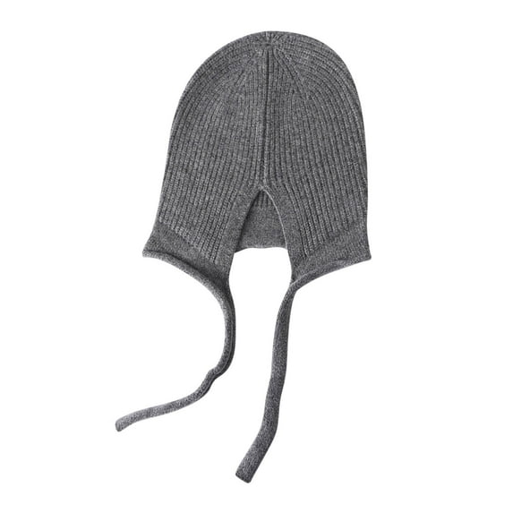 Winter Hats For Women Cute Beanie Warm Fluffy Hat Colorful Kawaii Ear Protection Tie Pullover Hat Ear Protection Strap Soft Wool Knitted Hat Gray