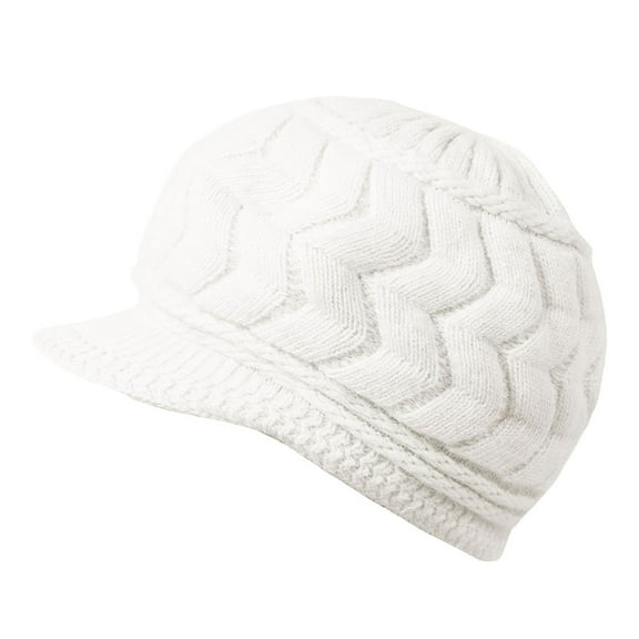Winter Hats For Women Mvrlsh Winter Warm Knitted Beanie Hat With Visor Soft Plush Lined Acrylic Fibe Fashion White One Size