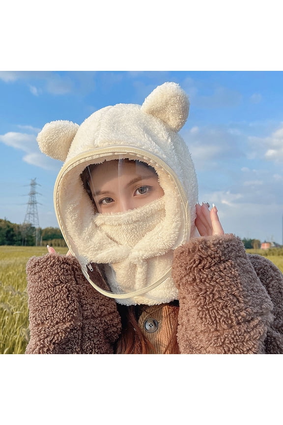 Winter Hats Hat White Caps Neck Gaiter One Piece Hat