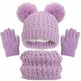thumbnail image 1 of Winter Hats Gloves and Scarf Set Kid Cold Weather Winter Hat Warm Knit Thick Ski Cap with Pompom and Scarf Gloves Set for Girls Boys Cute Comfortable Cozy Toddler Knit Set Thermal, 1 of 5