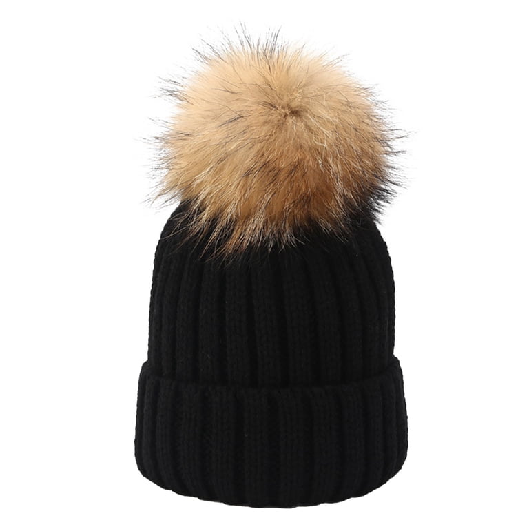 Winter Hats with Large Fluffy Pom Pom, Top Big Knitted Ball  display picture 2