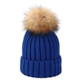 thumbnail image 1 of Winter Hats with Large Fluffy Pom Pom, Top Big Knitted Ball Beanie for Men and Women, Warm Lamb Wool Lined Adjustable Ski Cap for Autumn Winter Outdoor Activities Blue, 1 of 5