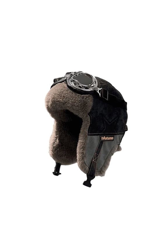 Winter Hats for Men Women Vintage Aviator Trapper Hat, Faux Suede Bomber Cap Faux Fur Lined Thermal Ear Flap Cold Weather Gear for Motorcycle Cycling Chilly Morning Commute Streetwear