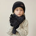 thumbnail image 1 of Winter Hats Sets for Youth Boys Girls Size 1-11 Toddlers 3 Piece Thermal Warm Fleece Lined Knitted Ski Snow Beanies Hat Scarf Gloves Set, 1 of 4