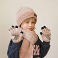 thumbnail image 1 of Winter Hats Sets for Youth Boys Girls Size 1-11 Toddlers 3 Piece Thermal Warm Fleece Lined Knitted Ski Snow Beanies Hat Scarf Gloves Set, 1 of 3