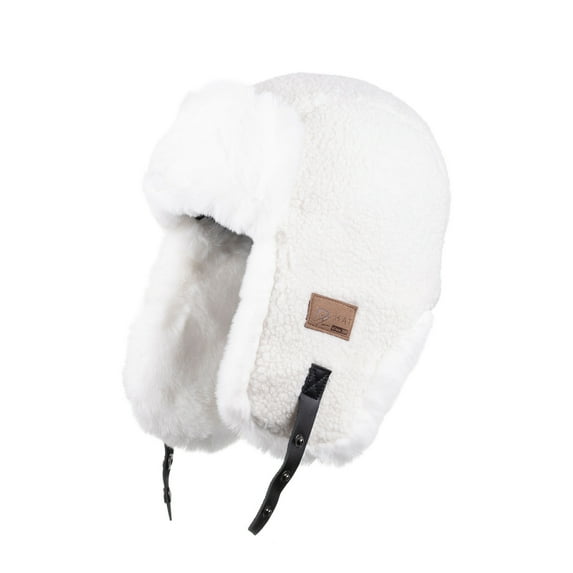ZQUUVOU Winter Hats With Mask Trapper Trooper Hat With Ear Flaps Russian Ushanka Hats Men Women A-White