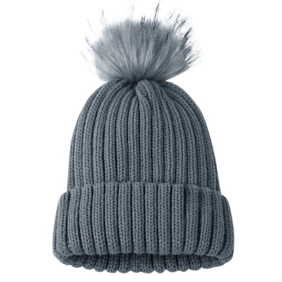 Winter Hats for Women Beanie with Brim Beanie Hat Toboggan Hats Beanie Y2k Warm Fleece Lined Pom Poms for Hats Cold Weather Hat Pom Beanie Winter Skull Cap Gray One Size