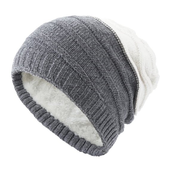 Winter Hats for Women Fleece Lined Beanie Knit Chunky Womens Snow Cap Winter Fashion Men's And Women's Unisex Outdoor Knitted Warm Protection Cap Gray