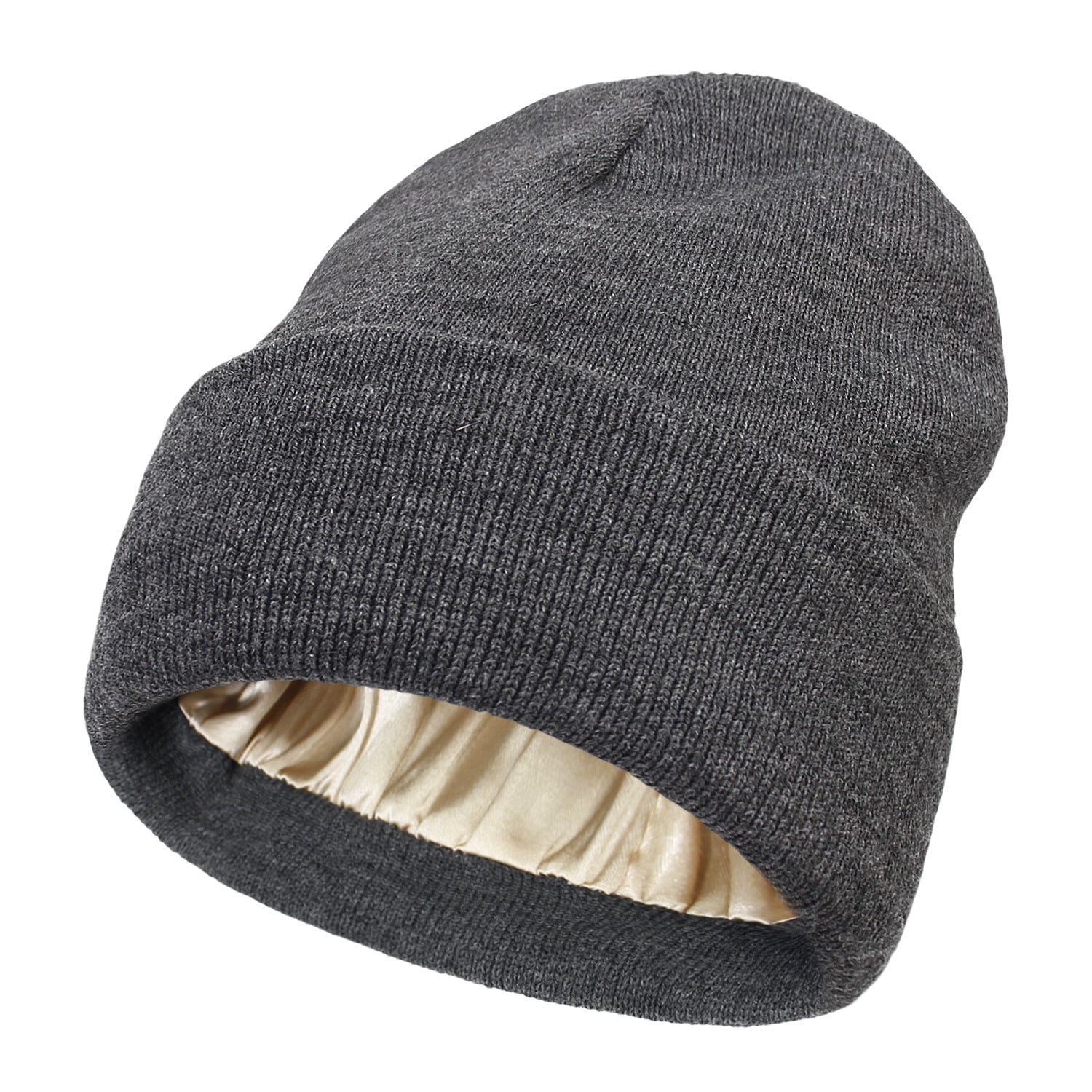 Winter Hats for Women Men Satin Lined Knitted Beanie, Chunky Silk Soft ...