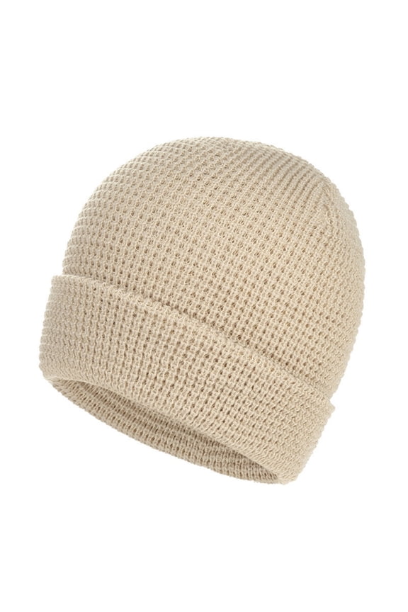 Winter Hats for Women Men Waffle Knit Beanie, Solid Color Rolled Cuff Pullover Skull Cap Thermal Cold Weather Gear for Chic Street Style Chilly Morning Commute Everyday Casual Apparel
