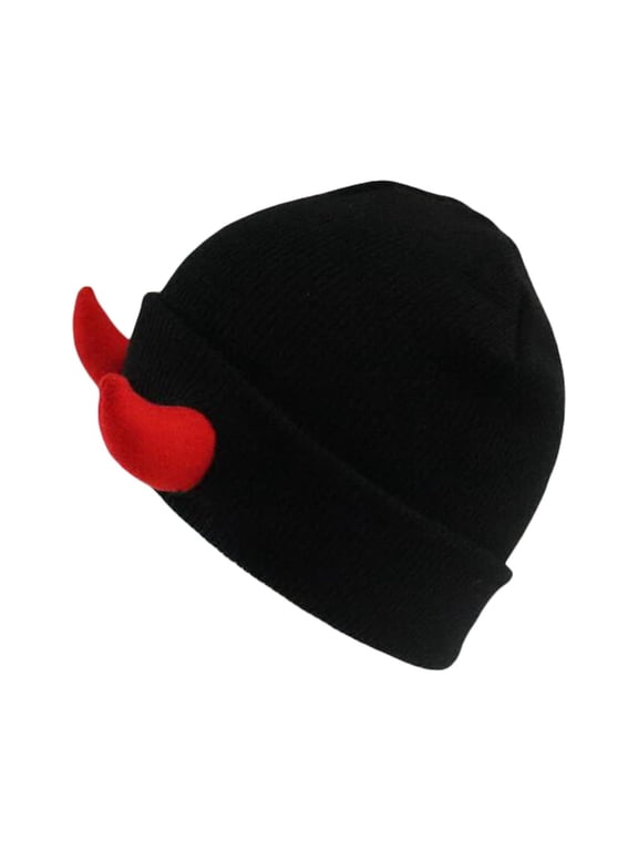 Winter Hats for Women Men, Winter Windproof Warm Hat with Ear Flap, FNGZ Devil Horn Knit Beanie Hat for Men and Women, Hip Hop Demon Horn Cap for Winter, Warm Skiing, and Outdoor Activities