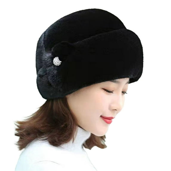 Winter Hats for Women Men, Winter Windproof Warm Hat with Ear Flap, FNGZ Winter Hats for Middle-Aged and Elderly Women, Winter Flower-Decorated Hats, Hats for The Elderly, Hats for Mothers, Grandmas