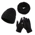 thumbnail image 1 of Winter Hats for Women Winter Hat Women&Men Autumn Winter Warm Wool Hat Scarf Gloves Slouchy Three Pieces Winter Snow Knit Cap Screen Mittens Scarves Sets Features:, 1 of 5