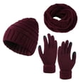 thumbnail image 1 of Winter Hats for Women Winter Hat Women&Men Autumn Winter Warm Wool Hat Scarf Gloves Slouchy Three Pieces Winter Snow Knit Cap Screen Mittens Scarves Sets Features:, 1 of 5