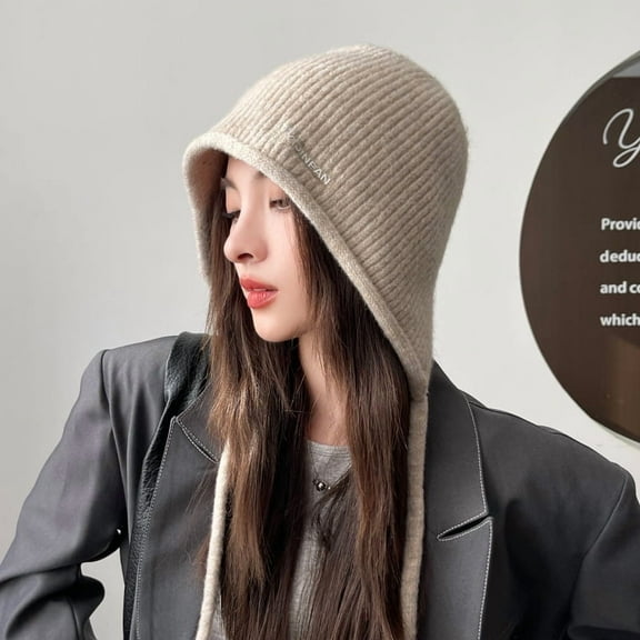 Winter Hats Women's & Men's Warm Hooded Scarf Balaclava Knit Beanie Drawstring Skull Cap