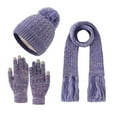 thumbnail image 1 of Winter Hats for Kids Gloves Scarf 3 Piece Set Knit Thick Winter Lined Windproof Ski Outdoor Warm Suit,Size:3-12 Years, 1 of 6