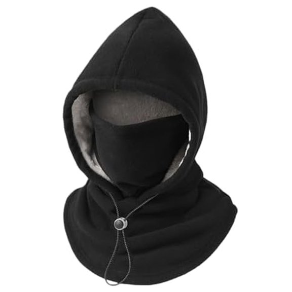 Winter Hats for Men, Double-Layer Fleece Hood with Integrated Face Cover, Soft Windproof Warmth for Cold Weather Outdoor Hiking