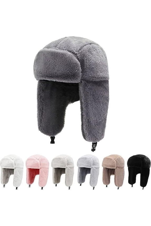Winter Hats for Men, Women's Winter Hats, Trapper Hat with Earflap, Warmer for Adult Boys, Girls, Deep Grey