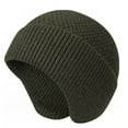 thumbnail image 1 of Winter Hats for Men Women with Ear Flaps Cable Knitted Beanie Earflap Hat Warm Windproof Skull Cap Beanie Cap, Army Green, 1 of 7