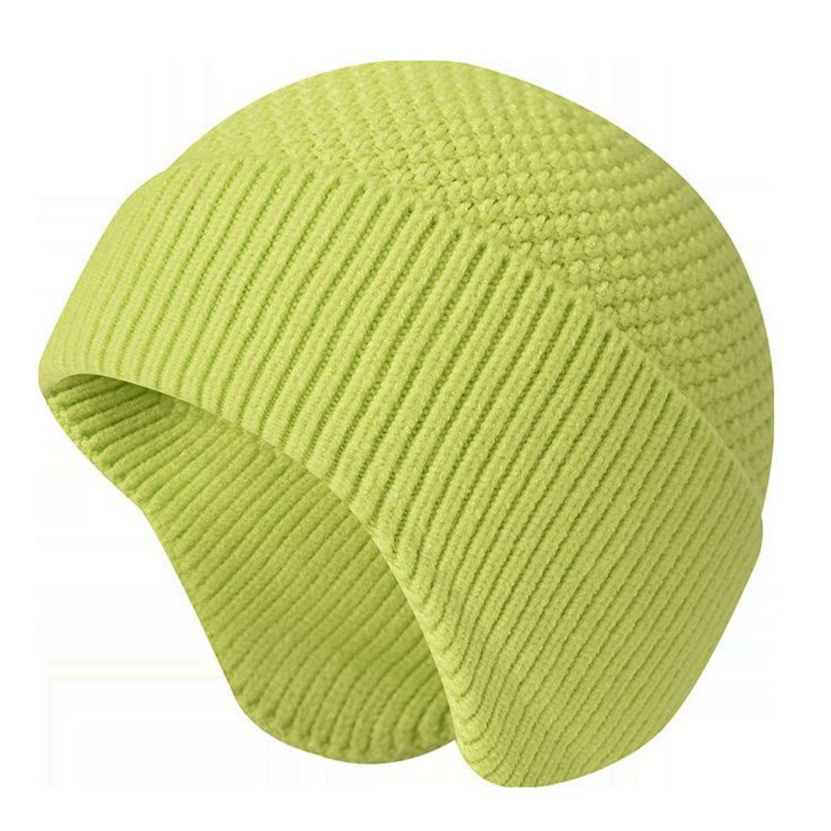 Men & Women Fluorescent Green Beanie with Brim and Ear Flaps Fleece-Lined Hat Clearance! Fdelink Beanie Hat Winter Hats Winter Hats for  main image 2