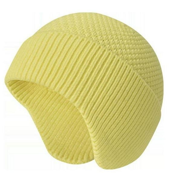 Winter Hats for Men Women with Ear Flaps Cable Knitted Beanie Earflap Hat Warm Windproof Skull Cap Beanie Cap, Light Yellow