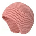 thumbnail image 1 of Winter Hats for Men Women with Ear Flaps Cable Knitted Beanie Earflap Hat Warm Windproof Skull Cap Beanie Cap, Pink, 1 of 7