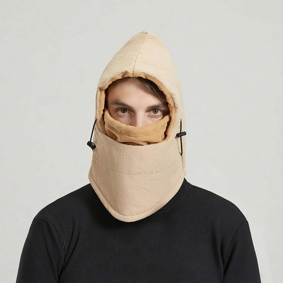 Winter Hats for Men Women with Neck-Gaiters and Mask 3 in 1 Thermal Warm Fleece Lined Windbreaker Adjustable Solid Color Cycling Ski Snow Hat