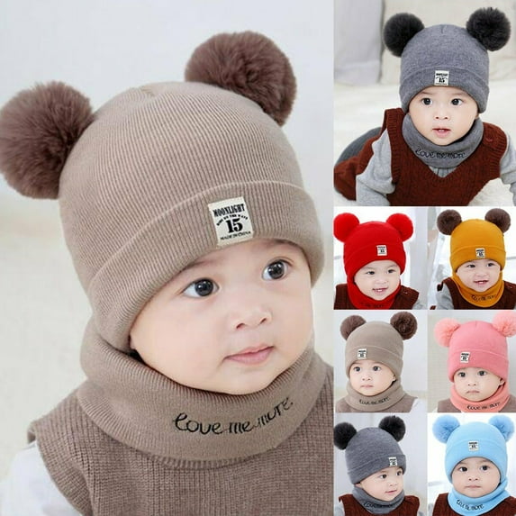 Winter Hats for Toddlers, Cute Knit Beanie for Girls & Boys, Outdoor Indoor Windproof Warm Wool Hat for Baby Toddler
