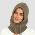 thumbnail image 1 of Winter Hats for Women Balaclava Knit Beanie with Adjustable Drawstring Warm Hooded Scarf Skull Cap, 1 of 1