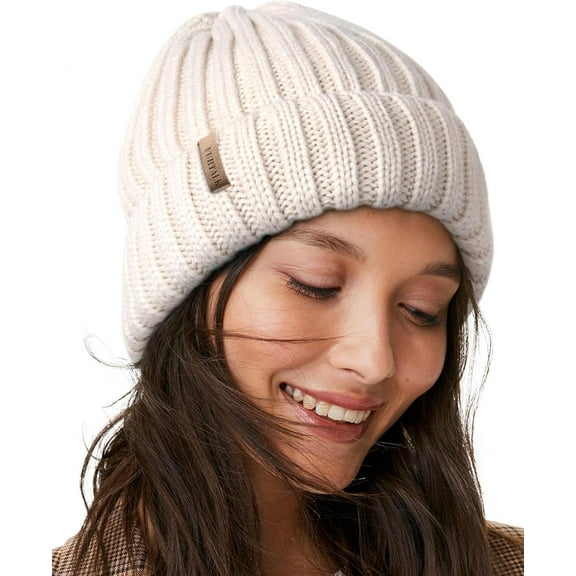 Winter Hats for Women Fleece Lined Beanie Knit Chunky Womens Snow Cap