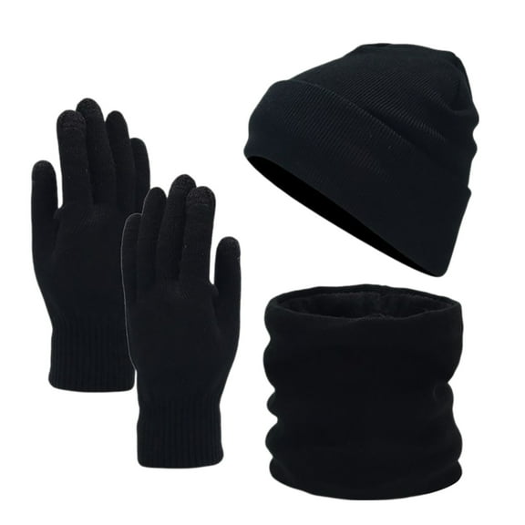 Winter Hats for Women Mens Hats Women's Autumn And Winter Wool Thickened Scarf Hat And Gloves Knitted Three Piece Set