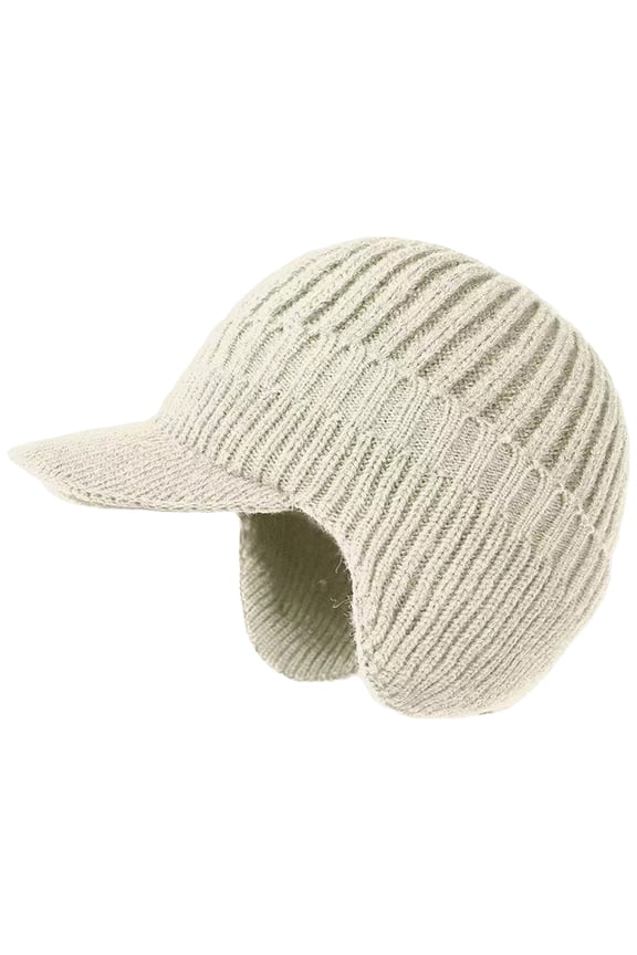 Winter Hats for Women Sherum Cozy Head Beanie Winter Hat With Brim And Ear Beanie Knitted Hat With Fleece Warm Ear Hats