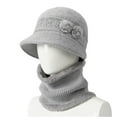 thumbnail image 1 of Winter Hats for Women Windproof Ear Protection Fleece Beret Hat Chunky Knitted Scarf 2 Piece Sets Outdoor Cold Weather 2025 42# Gray Free, 1 of 3