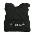 thumbnail image 1 of Winter Hats for Women Winter Beanie New Kitty Ear Knit Hat Embroidered Woolen Hat Cute Fall and Winter Warm Pullover Hat, 1 of 3