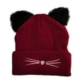 thumbnail image 1 of Winter Hats for Women Winter Beanie New Kitty Ear Knit Hat Embroidered Woolen Hat Cute Fall and Winter Warm Pullover Hat, 1 of 3