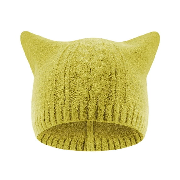 Winter Hats for Women Winter Hat Children's Baby Hat Cat Ear Protector Plush Knitting Solid Color Pullover Cap