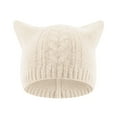 thumbnail image 1 of Winter Hats for Women Winter Hat Children's Baby Hat Cat Ear Protector Plush Knitting Solid Color Pullover Cap, 1 of 3