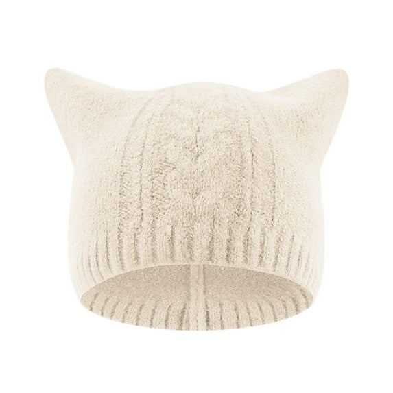 Winter Hats for Women Winter Hat Children's Baby Hat Cat Ear Protector Plush Knitting Solid Color Pullover Cap